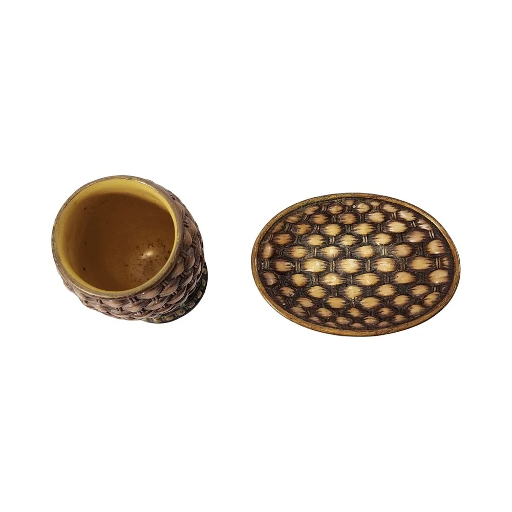 Springs Global Tropical Basketweave Resin Bathroom Set Soap Dish Tumbler Brown